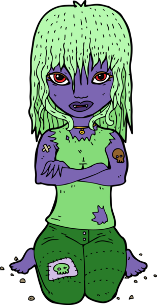 Bir insan tarafından çizilmiş vampir kız çizgi filmi.