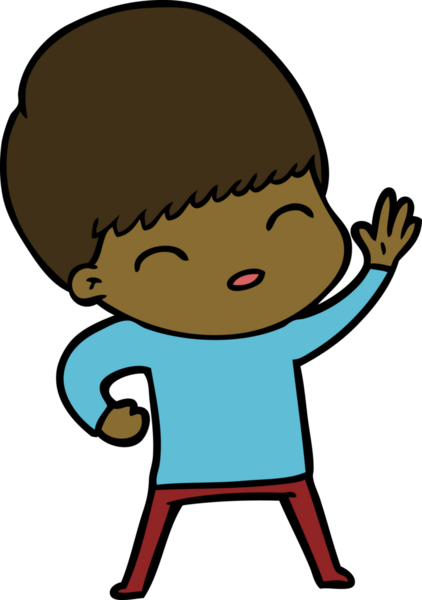 Bir insan tarafından çizilmiş mutlu çizgi film çocuğu.