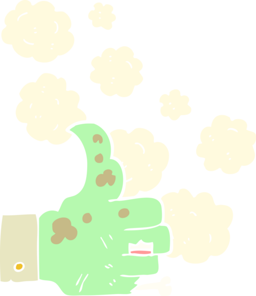 Bir insan tarafından çizilmiş zombi elinin düz renk çizimi