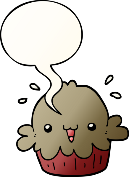 Bir insan tarafından çizilmiş yumuşak eğimli konuşma baloncuklu şirin çizgi film pastası.