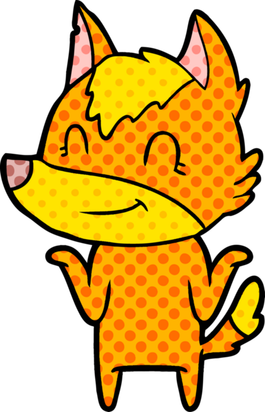 Bir insan tarafından çizilmiş tilki çizgi film karakteri