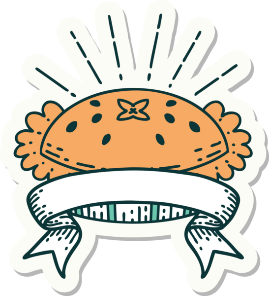 Dövme stili çıkartması. Bir insan tarafından çizilmiş harika bir turta.