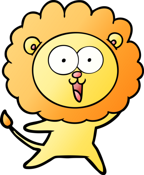 Bir insan tarafından çizilmiş mutlu çizgi film aslanı.