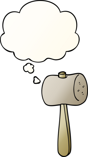 bir insan tarafından çizilmiş yumuşak eğimli düşünce baloncuklu çizgi film tokmağı