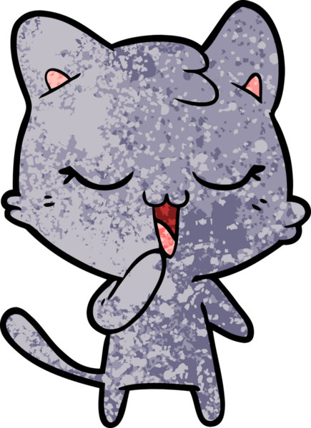 Bir insan tarafından çizilmiş mutlu çizgi film kedisi.