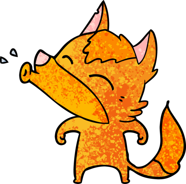 Bir insan tarafından çizilmiş tilki çizgi film karakteri