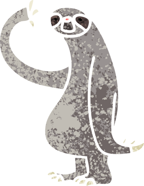 Retro illüstrasyon tarzı bir insan tarafından çizilmiş tuhaf çizgi film tembelliği.