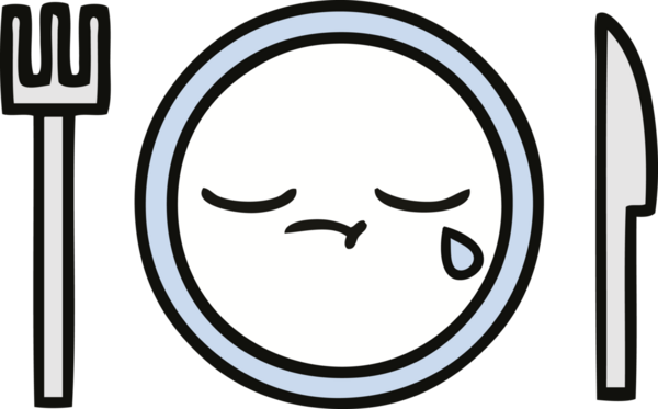 Bir insan tarafından çizilmiş yemek tabağı karikatürü.