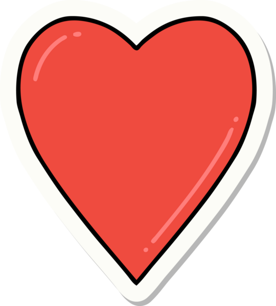 Bir insan tarafından çizilmiş geleneksel bir kalp şeklinde dövme çıkartması.