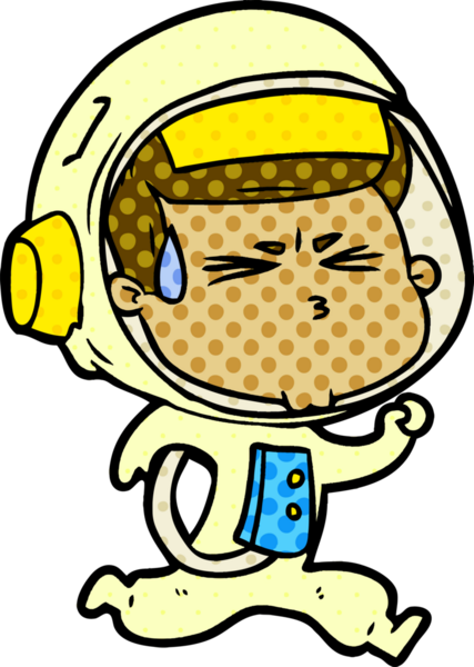 Çizgi film bir insan tarafından çizilmiş astronot.