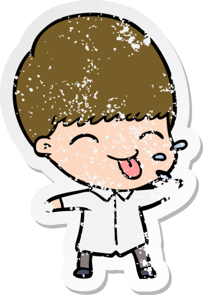 Bir insan tarafından çizilmiş komik bir çizgi film çocuğunun sıkıntılı çıkartması.