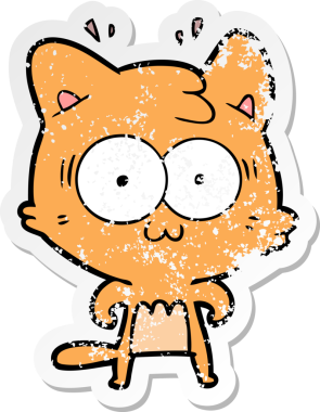 Bir karikatür çıkartması bir insan tarafından çizilmiş kediye şaşırttı.