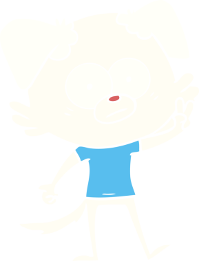 Bir insan tarafından çizilmiş tişörtlü sinirli bir köpek.