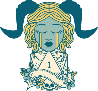 Retro Dövme Biçimi Ağlama Ağlama Doğal bir D20 zar atışıyla bir insan tarafından çizilmiş