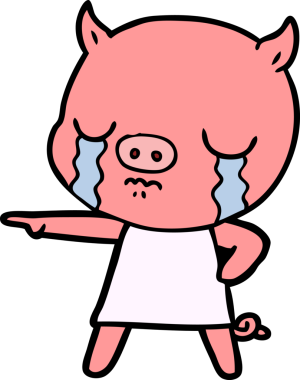 Bir insan tarafından çizilmiş çizgi filmdeki domuz ağlaması.