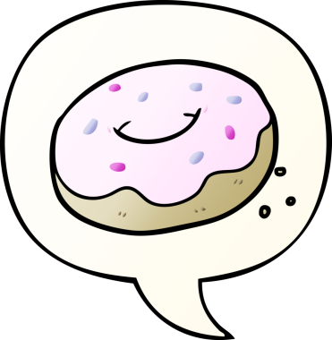 Bir insan tarafından çizilmiş yumuşak eğimli konuşma baloncuğu serpiştirilmiş çizgi film çöreği.