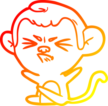 Bir insan tarafından çizilmiş kızgın bir maymunun sıcak çizgi çizimi