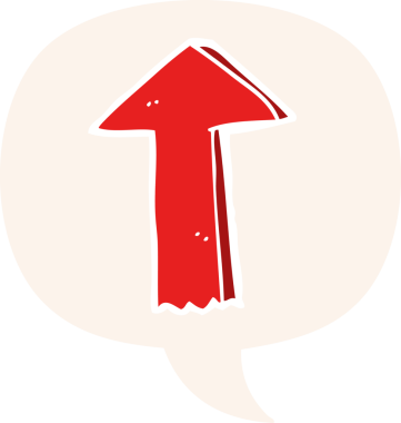 bir insan tarafından çizilmiş, konuşma baloncuklu çizgi film oku