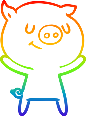 gökkuşağı gradyan çizimi mutlu çizgi domuz çizimi bir insan tarafından çizilmiş