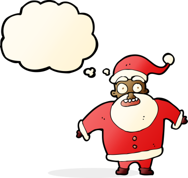 çizgi film Noel Baba 'yı bir insan tarafından çizilmiş düşünce balonuyla şok etti.