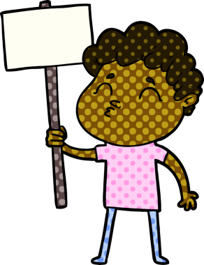 Çizgi film adamı somurtuyor Bir insan tarafından çizilmiş