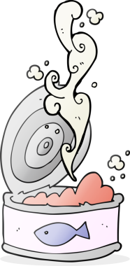 Bir insan tarafından çizilmiş serbest çizim ton balığı kutusu.