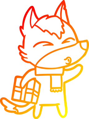 Bir insan tarafından çizilmiş bir Noel Kurdu 'nun sıcak çizgi çizimi.