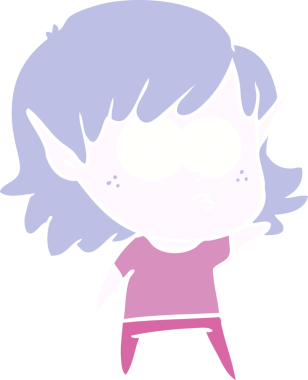 Bir insan tarafından çizilmiş düz renkli çizgi film elf kızı.