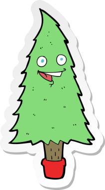 Bir insan tarafından çizilmiş bir karikatür noel ağacının çıkartması.