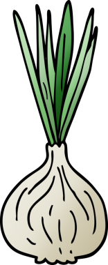 Bir insan tarafından çizilmiş soğan filizlenen karikatür karalaması