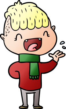 Bir insan tarafından çizilmiş mutlu çocuk çizgi filmi.