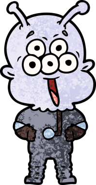 Bir insan tarafından çizilmiş mutlu bir uzaylı çizgi filmi.