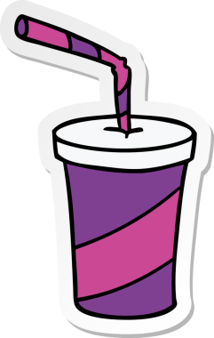 Bir insan tarafından çizilmiş el yazısı çizgi film karikatürü fast food içeceği