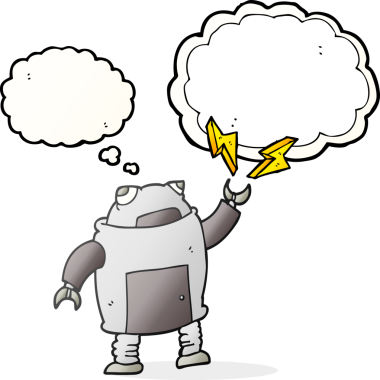 Bir insan tarafından çizilmiş serbest çizim baloncuk robot.