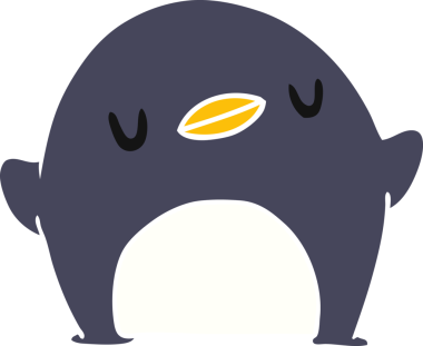 Bir insan tarafından çizilmiş sevimli bir penguen resmi.