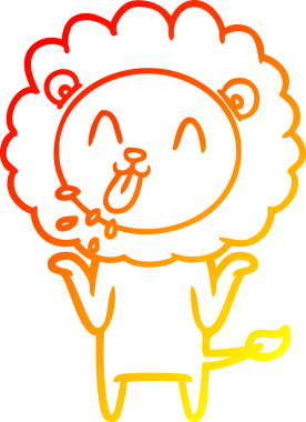 Bir insan tarafından çizilmiş mutlu çizgi film aslanının sıcak çizgi çizimi