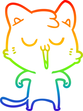 gökkuşağı gradyan çizgi çizimi bir insan tarafından çizilmiş bir çizgi film kedisi
