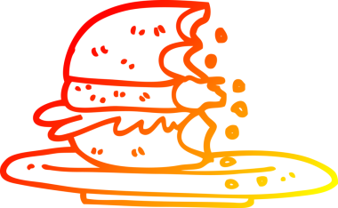 İnsan tarafından çizilmiş yarısı yenmiş bir çizgi film çizimi.