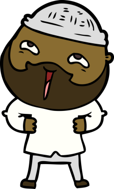 Bir insan tarafından çizilmiş mutlu sakallı bir adam.