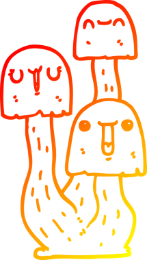 Bir insan tarafından çizilmiş bir mantarın sıcak gradyan çizimi