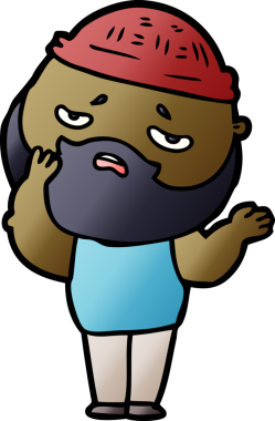 Bir insan tarafından çizilmiş sakallı endişeli bir adam.