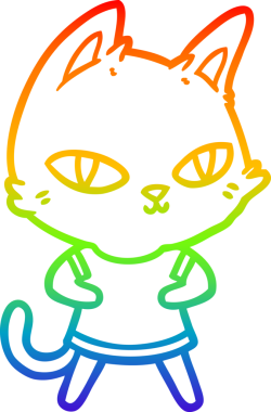 Gökkuşağı gradyan çizgi çizimi Bir insan tarafından çizilen çizgi film kedisi