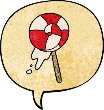 bir insan tarafından çizilmiş eski moda konuşma baloncuklu geleneksel lolipop çizgi filmi.