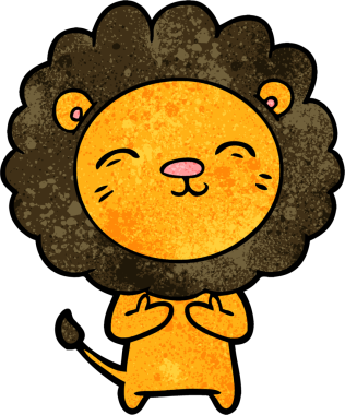 Bir insan tarafından çizilmiş çizgi film aslanı.