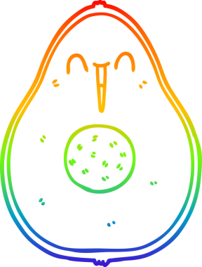 Bir insan tarafından çizilmiş mutlu bir avokado çizgi çizimi.