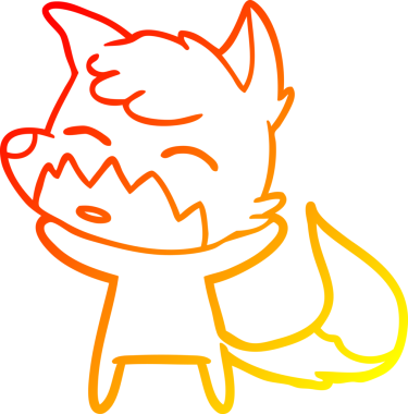 Bir insan tarafından çizilmiş bir tilkinin sıcak çizgi çizimi