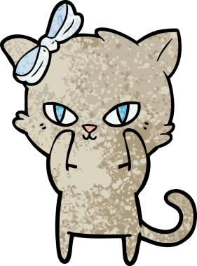 Bir insan tarafından çizilmiş sevimli çizgi film kedisi.