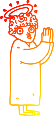 Bir insan tarafından çizilmiş çizgi film meleğinin sıcak çizgi çizimi.