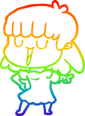 gökkuşağı gradyan çizimi bir insan tarafından çizilmiş bir karikatür kadın