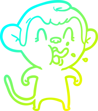 Bir insan tarafından çizilmiş çılgın bir çizgi film maymunu çizimi